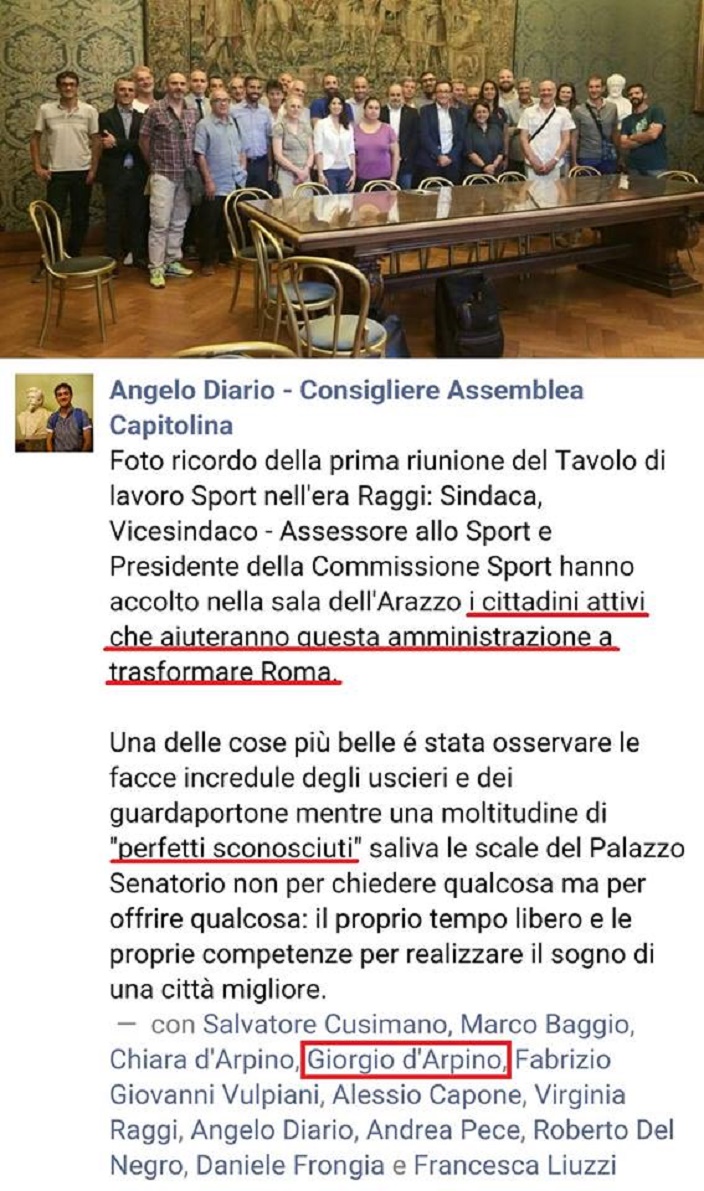 L'ex Concessionario ora fa parte del tavolo di lavoro della Commissione Sport del Comune di Roma